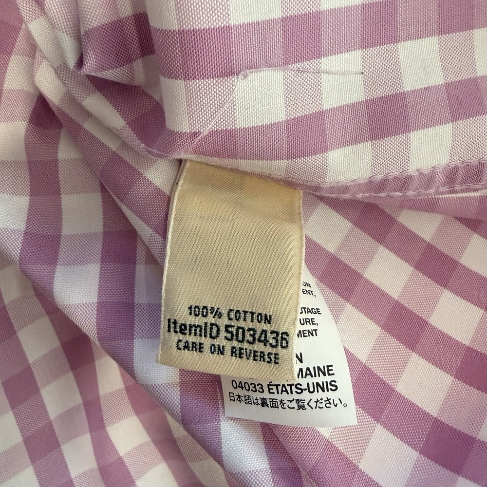 LL Bean Gingham Long Sleeve Wrinkle Free Pinpoint Oxford Button Shirt LARGE - Picture 10 of 10